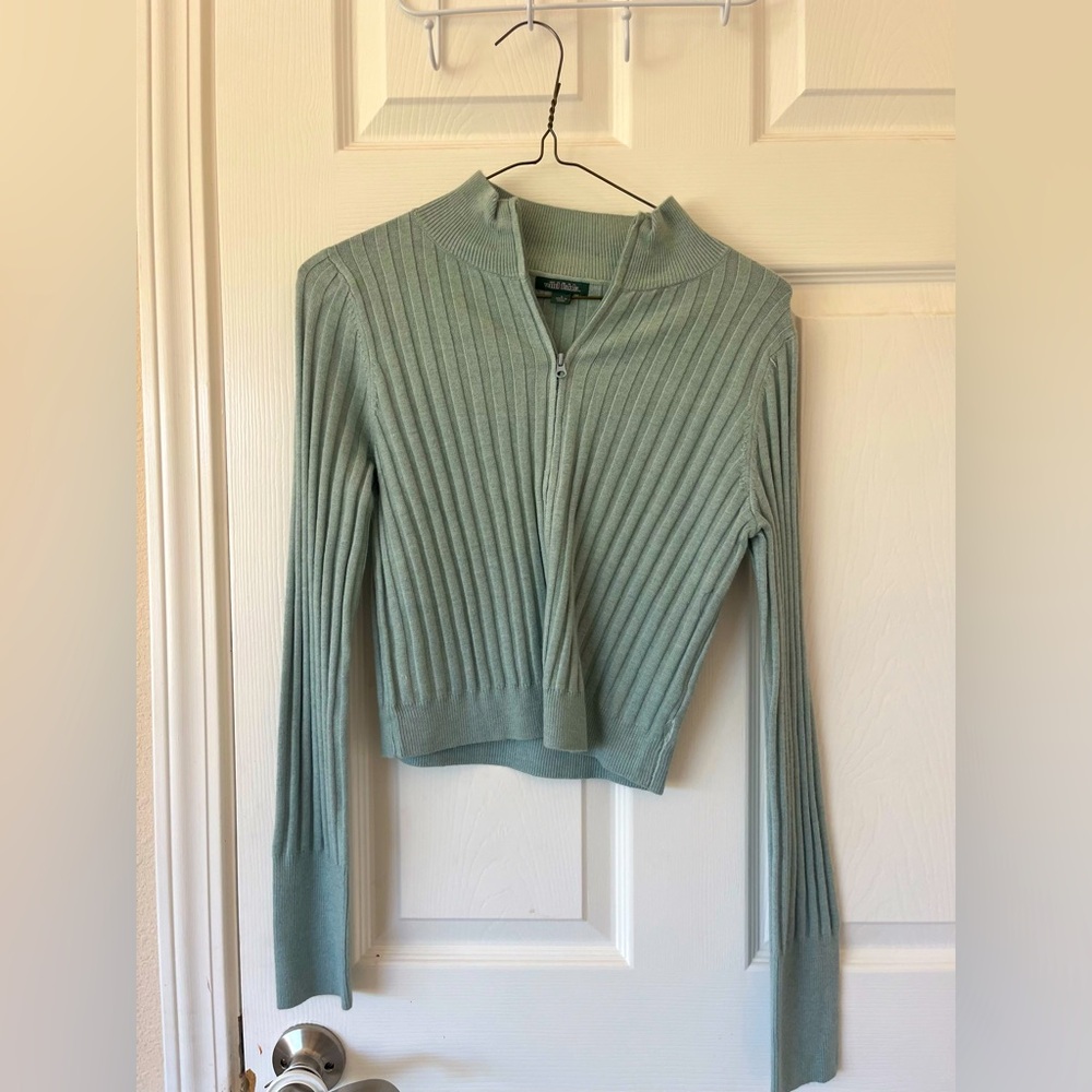 Light blue zip up sweater